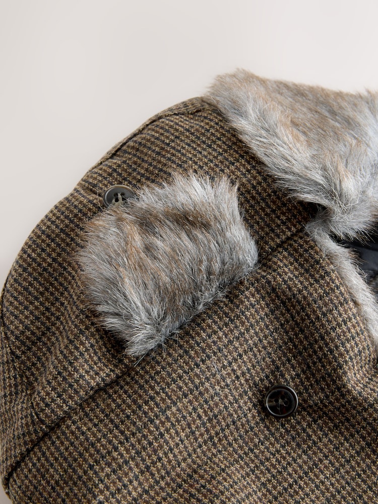 Brown Dog Tooth Check Trapper Hat - Image 6 of 6 Brown Dog Tooth Check Trapper Hat - Image 6 of 6