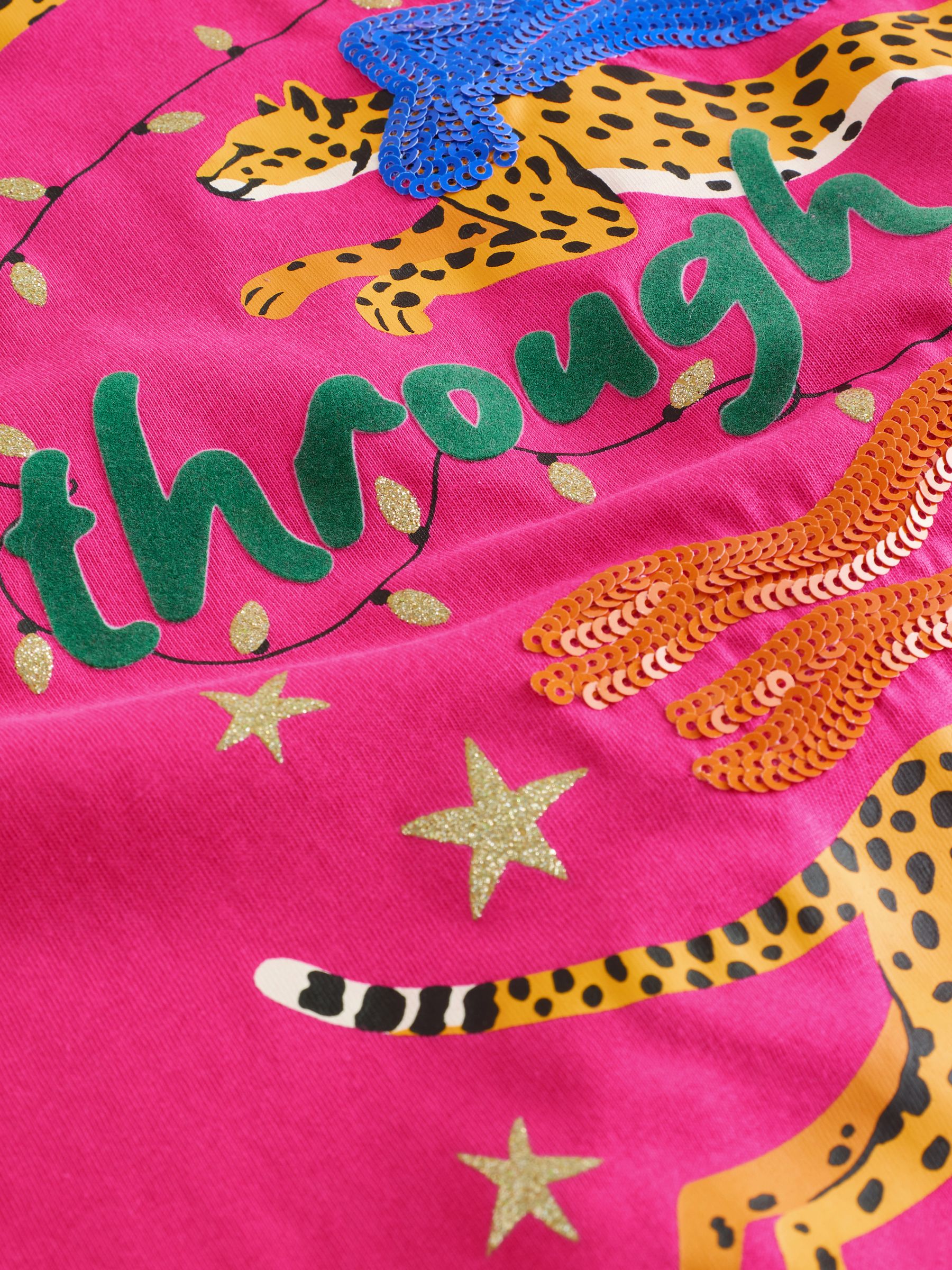 Buy Pink Sequin Leopard Festive Christmas Sparkle Graphic Short