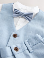 Blue Waistcoat Shirt Shorts & Bow Tie Set (3mths-9yrs) - Image 3 of 4