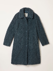 FatFace Bianca Grey Longline Teddy Coat - Image 1 of 1