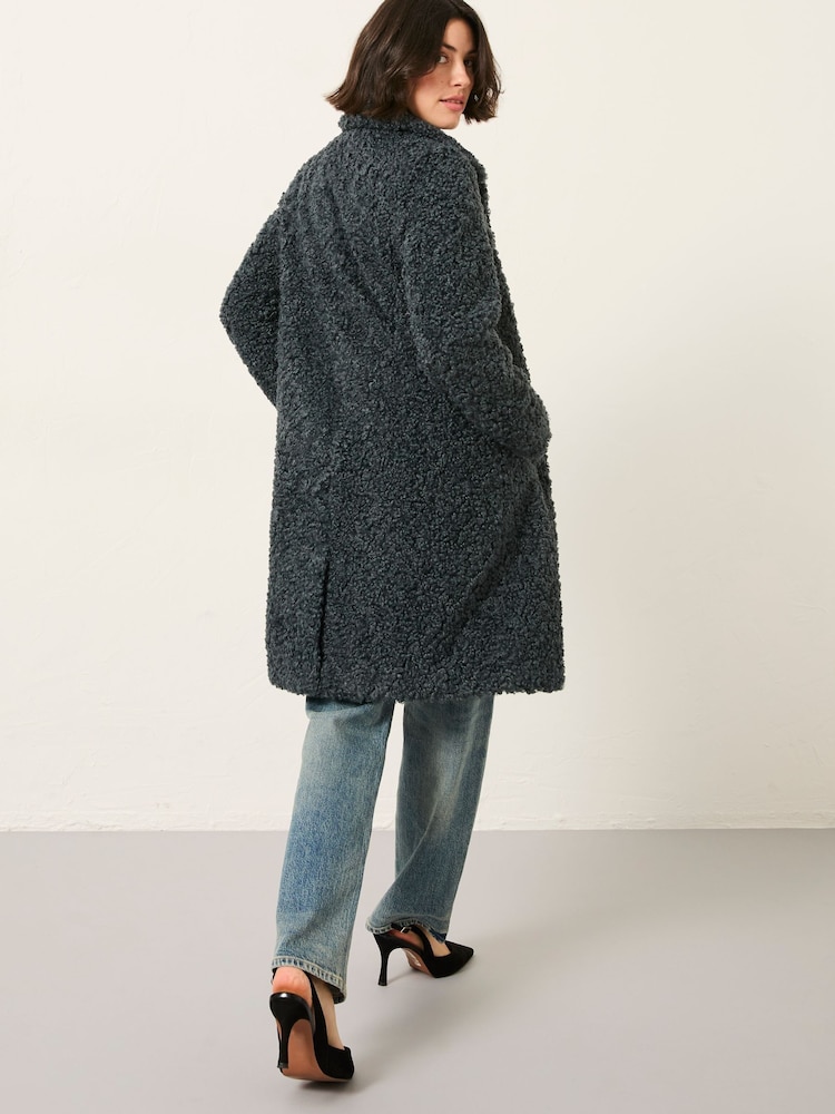 FatFace Bianca Grey Longline Teddy Coat - Image 2 of 6 FatFace Bianca Grey Longline Teddy Coat - Image 2 of 6