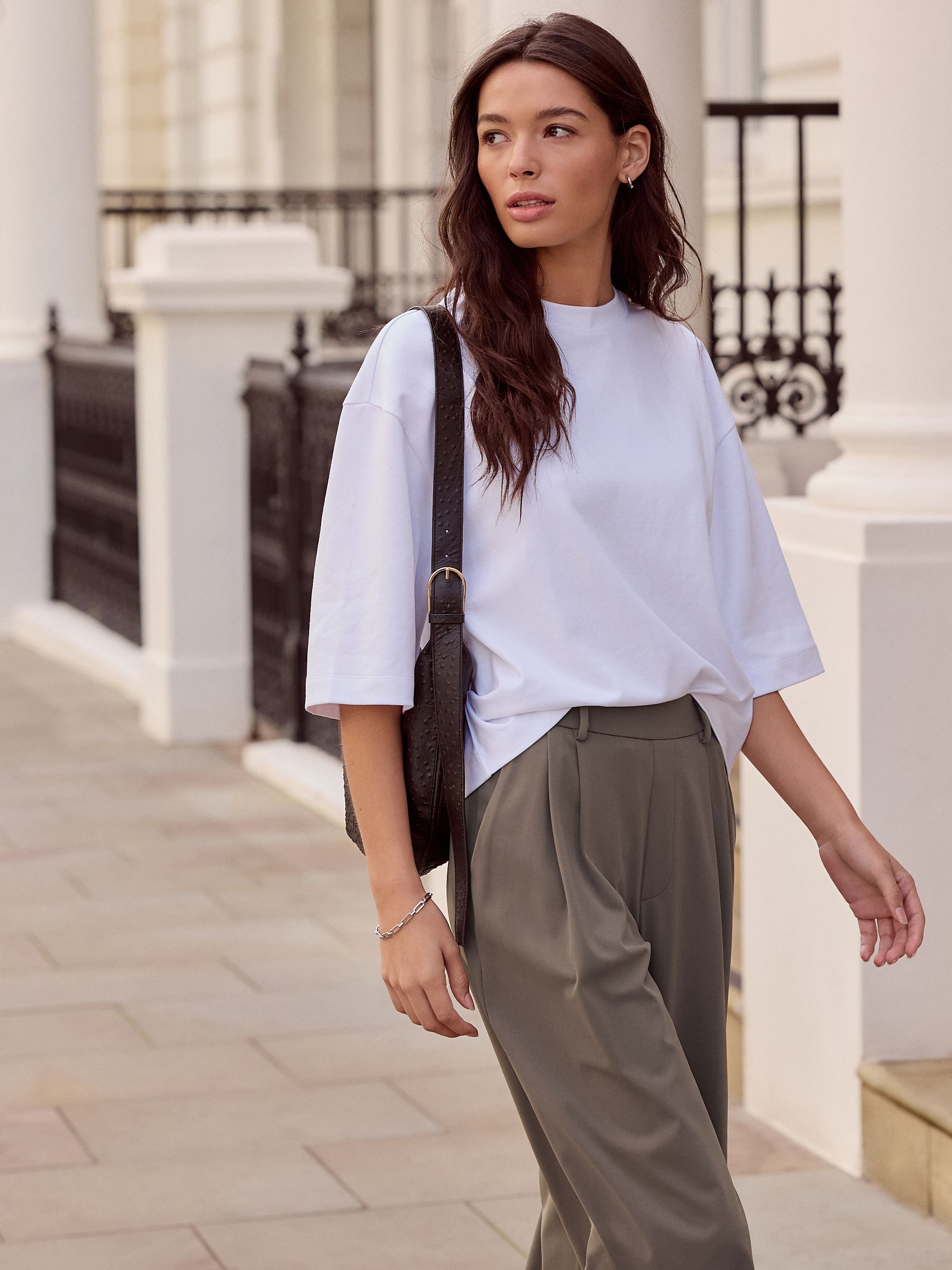 Buy Taupe Brown N. Premium Wide Leg Tailored Jersey Trousers from