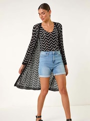 Roman Black Zig Zag Longline Cardigan - Image 2 of 5