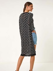 Roman Black Zig Zag Longline Cardigan - Image 3 of 5