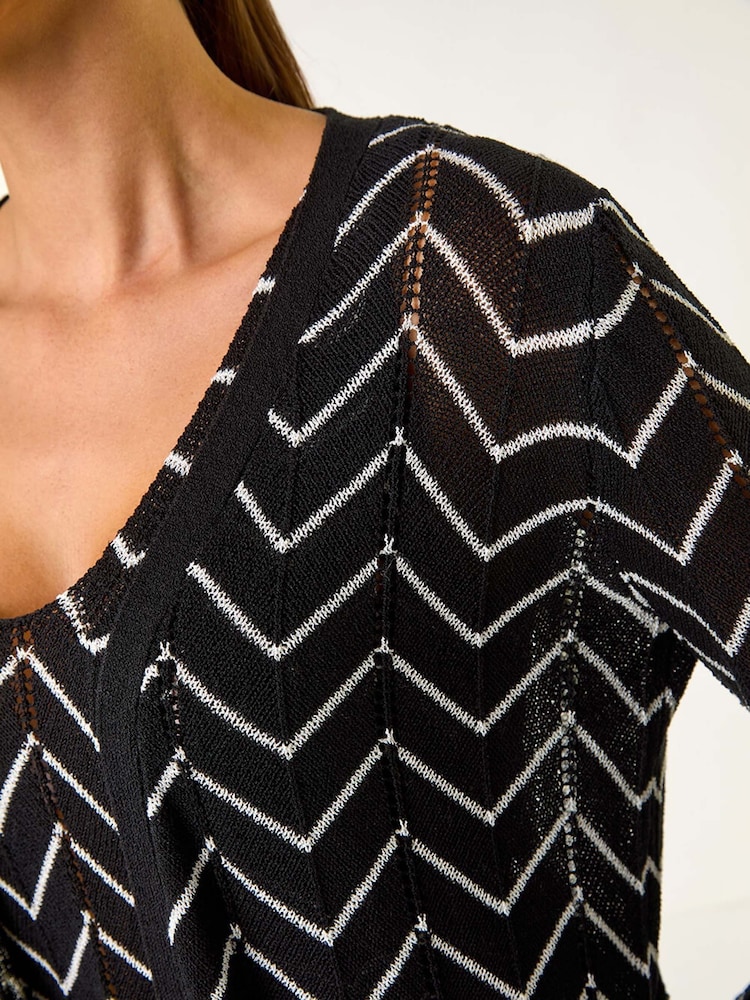 Roman Black Zig Zag Longline Cardigan - Image 5 of 5