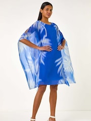 Roman Blue Watercolour Fern Chiffon Dress - Image 1 of 5