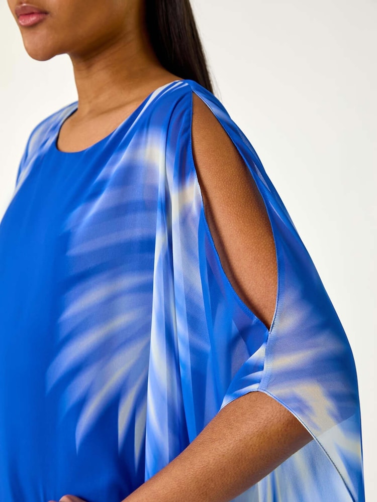 Roman Blue Watercolour Fern Chiffon Dress - Image 5 of 5
