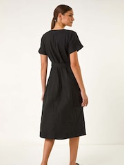 Roman Black Button Mix Midi Dress - Image 3 of 5