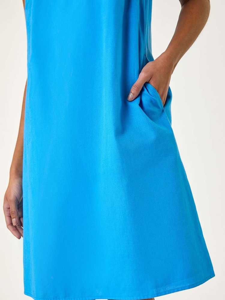 Roman Blue Embroidered X Back Short Dress - Image 5 of 5