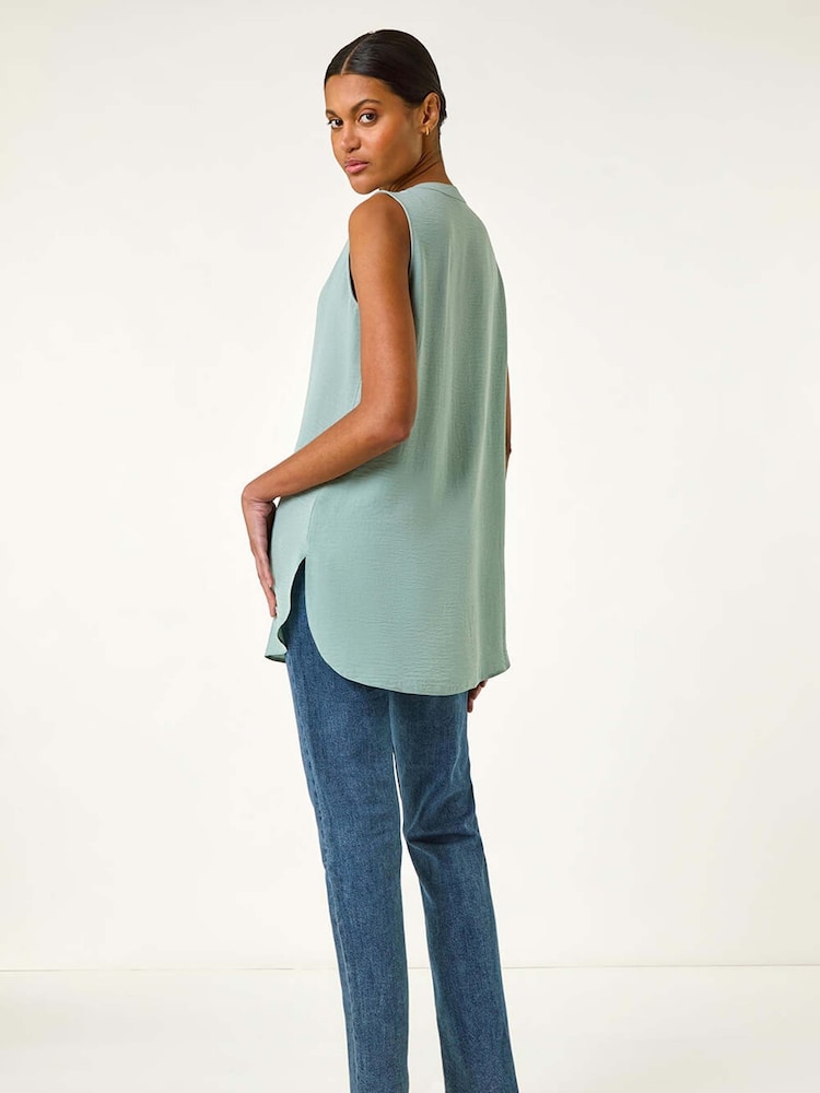 Roman Green Longline Buttoned Tunics Top - Image 3 of 5