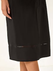Roman Black 100% Cotton Lace Panel Strappy Midi Dress - Image 5 of 5