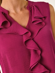 Roman Pink Linen Ruffle Vest Top - Image 5 of 5