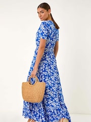Roman Blue Floral Print Button Maxi Dress - Image 2 of 5