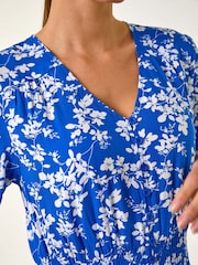 Roman Blue Floral Print Button Maxi Dress - Image 5 of 5