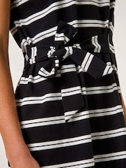 Roman Black Stripe Tie Side Stretch Midi Dress - Image 5 of 5
