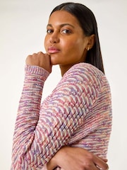 Roman Purple Textured V-Neck Knit Shrug - Image 1 of 5