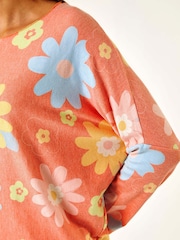 Roman Orange All-Over Floral Print Snit Top - Image 5 of 5