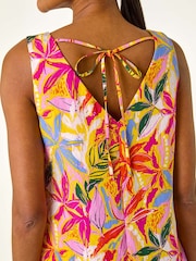 Roman Pink Tropical Leaf Print Shift Dress - Image 5 of 5