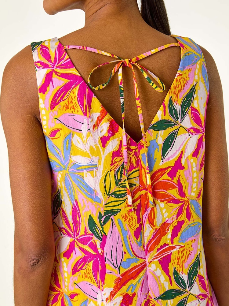 Roman Pink Tropical Leaf Print Shift Dress - Image 5 of 5