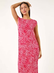 Roman Red Abstract Print A-Line Midi Dress - Image 1 of 5