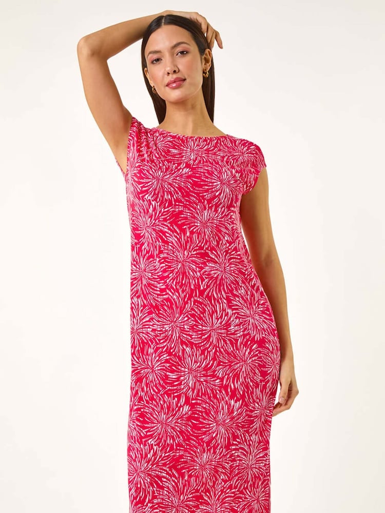 Roman Red Abstract Print A-Line Midi Dress - Image 1 of 5