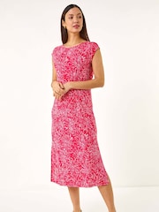 Roman Red Abstract Print A-Line Midi Dress - Image 2 of 5