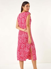 Roman Red Abstract Print A-Line Midi Dress - Image 3 of 5