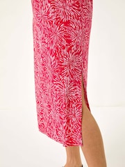 Roman Red Abstract Print A-Line Midi Dress - Image 5 of 5