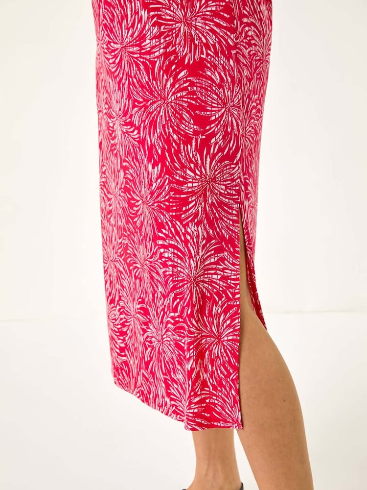 Roman Red Abstract Print A-Line Midi Dress - Image 5 of 5
