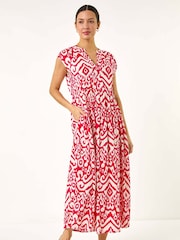 Roman Pink Print Midi Smock Dress - Image 2 of 5