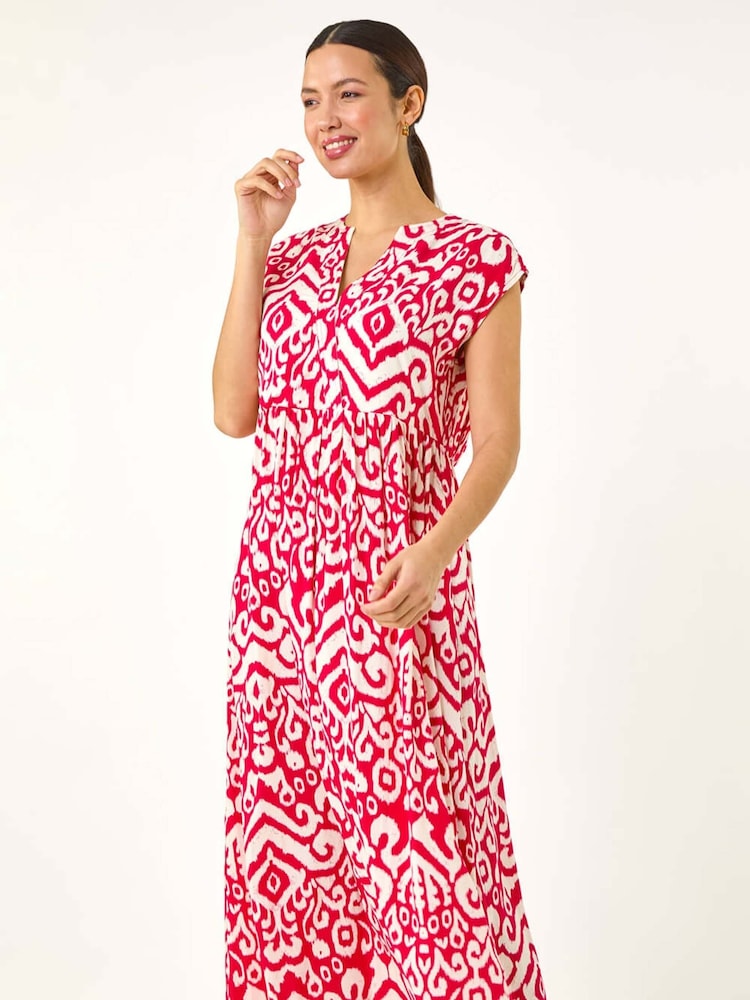 Roman Pink Print Midi Smock Dress - Image 4 of 5