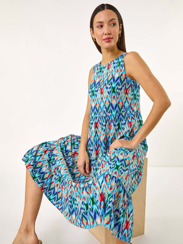 Roman Abstract Print Smock Midi Dress - Imagen 1 de 5 Roman Abstract Print Smock Midi Dress - Imagen 1 de 5