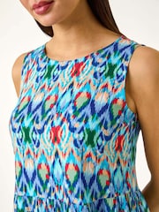 Roman Blue Abstract Print Smock Midi Dress - Image 5 of 5