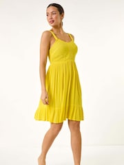 Roman Yellow Strappy Shirred Sundress - Image 1 of 5