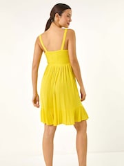 Roman Yellow Strappy Shirred Sundress - Image 3 of 5
