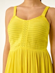 Roman Yellow Strappy Shirred Sundress - Image 5 of 5