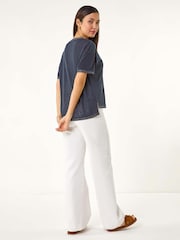 Roman Blue Metallic Trim V-Neck T-Shirt - Image 3 of 5