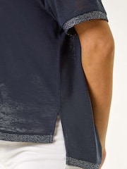 Roman Blue Metallic Trim V-Neck T-Shirt - Image 5 of 5