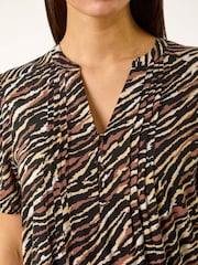 Roman Black Animal Print Pintuck Smock Dress - Image 5 of 5