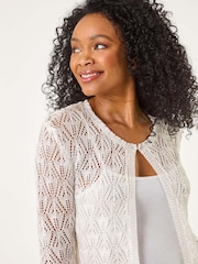 Roman White Petite Pointelle Knit Cardigan - Image 2 of 5