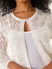 Roman White Petite Pointelle Knit Cardigan - Image 5 of 5