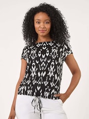 Roman Black Petite Stretch Drawstring Top - Image 1 of 5