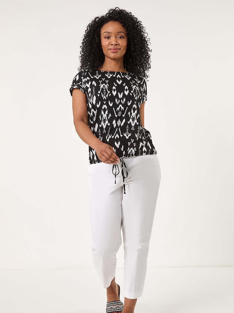 Roman Black Petite Stretch Drawstring Top - Image 2 of 5