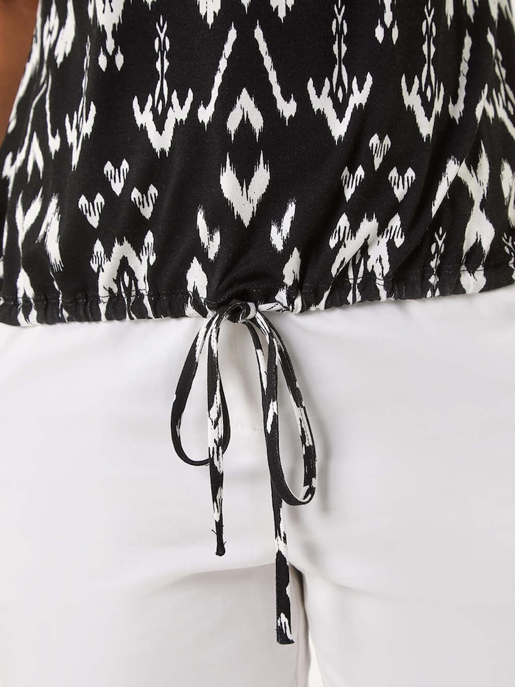 Roman Black Petite Stretch Drawstring Top - Image 5 of 5
