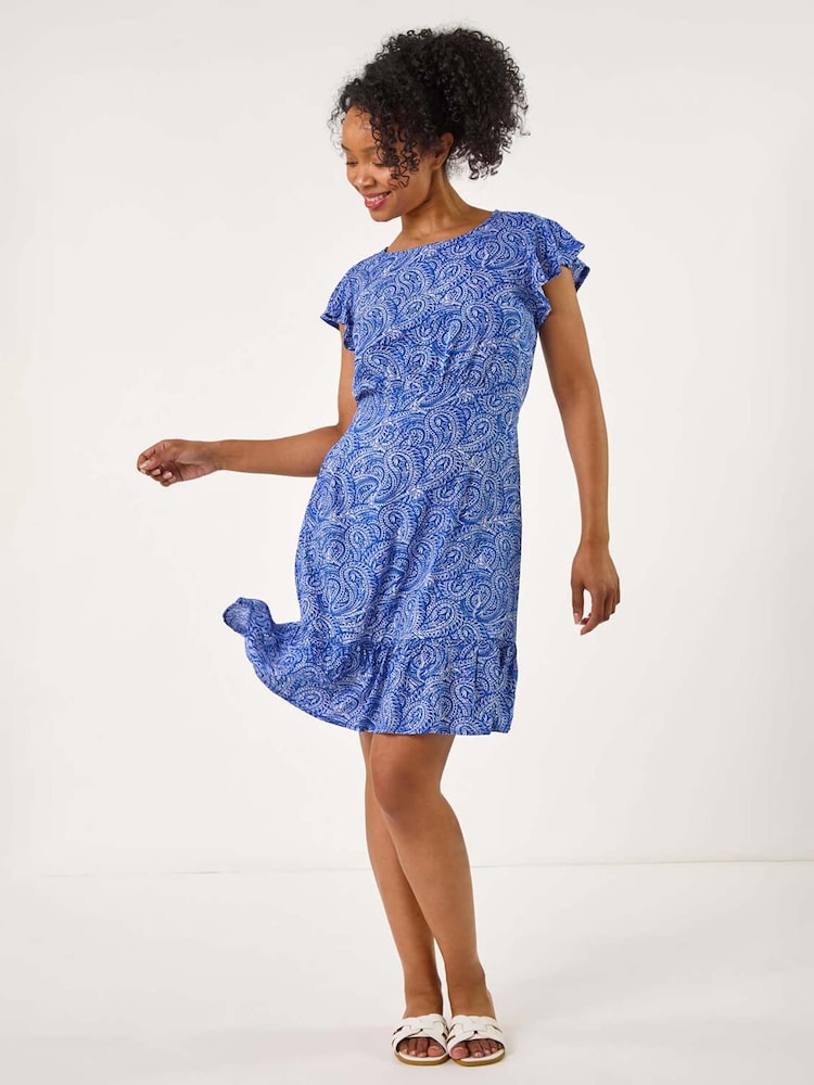 Roman Petite Paisley Print Frill Tea Dress - Imagen 2 de 5 Roman Petite Paisley Print Frill Tea Dress - Imagen 2 de 5