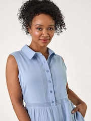 Roman Blue 100% Cotton Pocket Tiered Midi Dress - Image 4 of 5