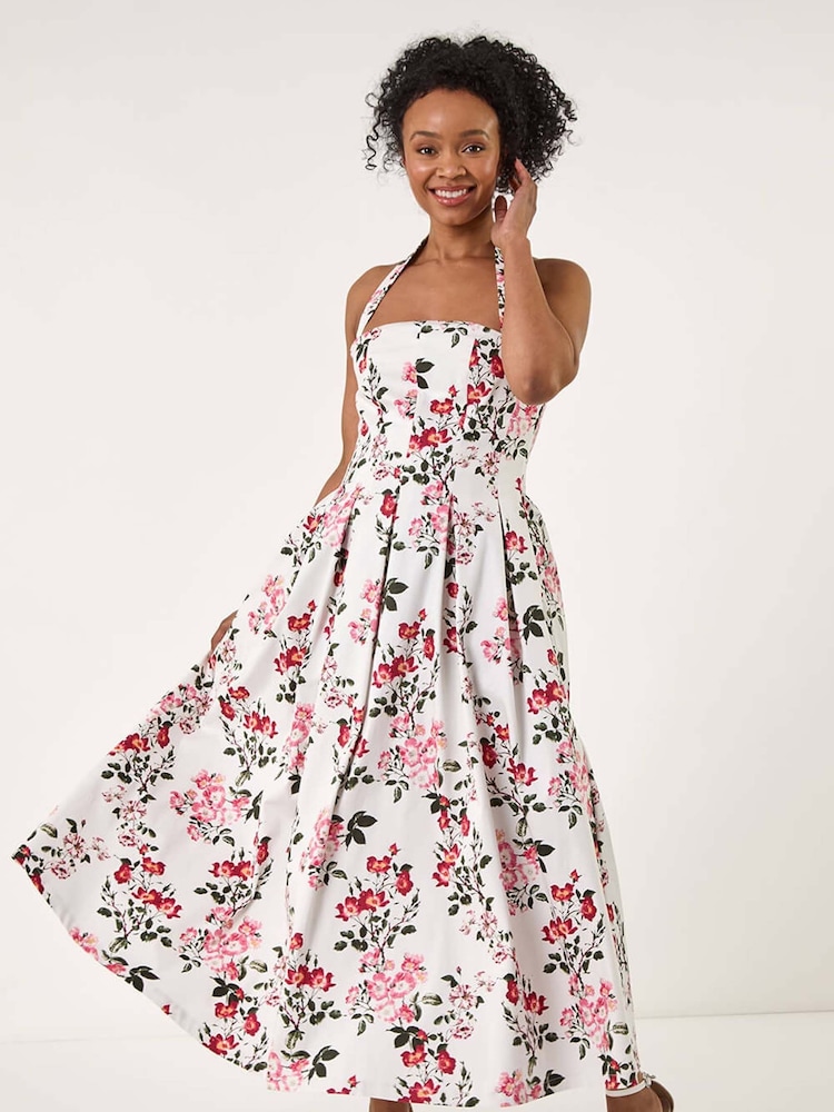 Roman White Petite Floral Print Midi Dress - Image 1 of 5