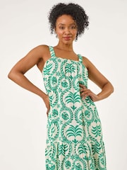 Roman Green Petite Frill Hem Strappy Dress - Image 1 of 5