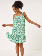 Roman Green Petite Frill Hem Strappy Dress - Image 2 of 5
