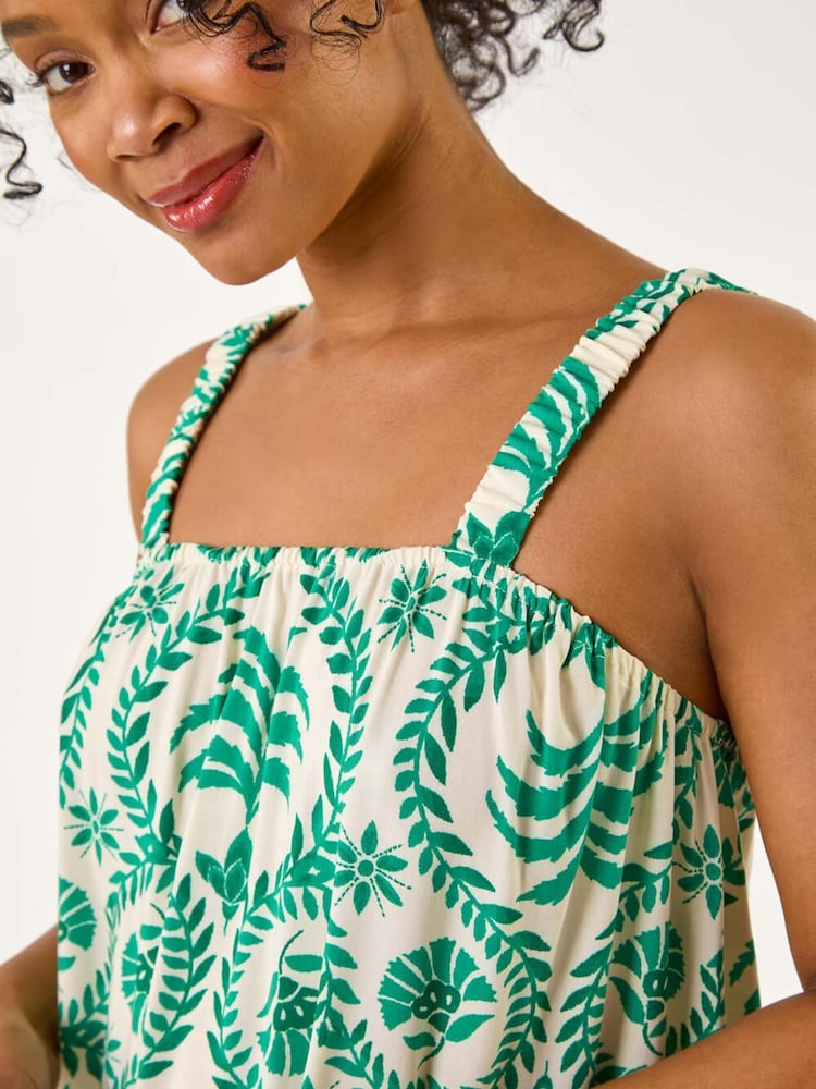 Roman Green Petite Frill Hem Strappy Dress - Image 5 of 5